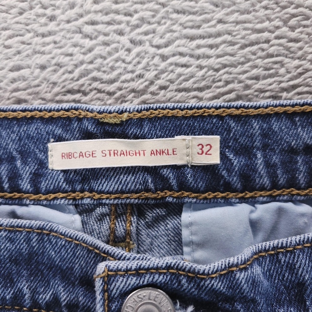 Levis Jeans Womens 32 Blue Ribcage Straight Ankle High Rise Button Fly Stretch - Picture 4 of 11